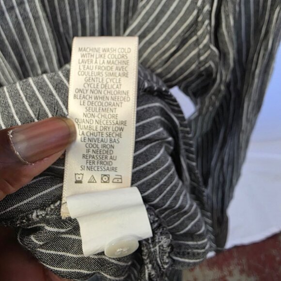 Max Studio Striped Long Sleeve Button-Up Tunic Top XL 100% Rayon - Picture 4 of 6